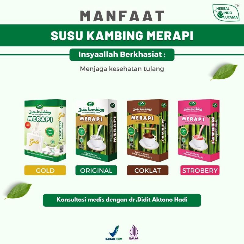 

Susu Kambing Etawa Merapi Rasa Original, Stroberi, Cokelat dan Gold