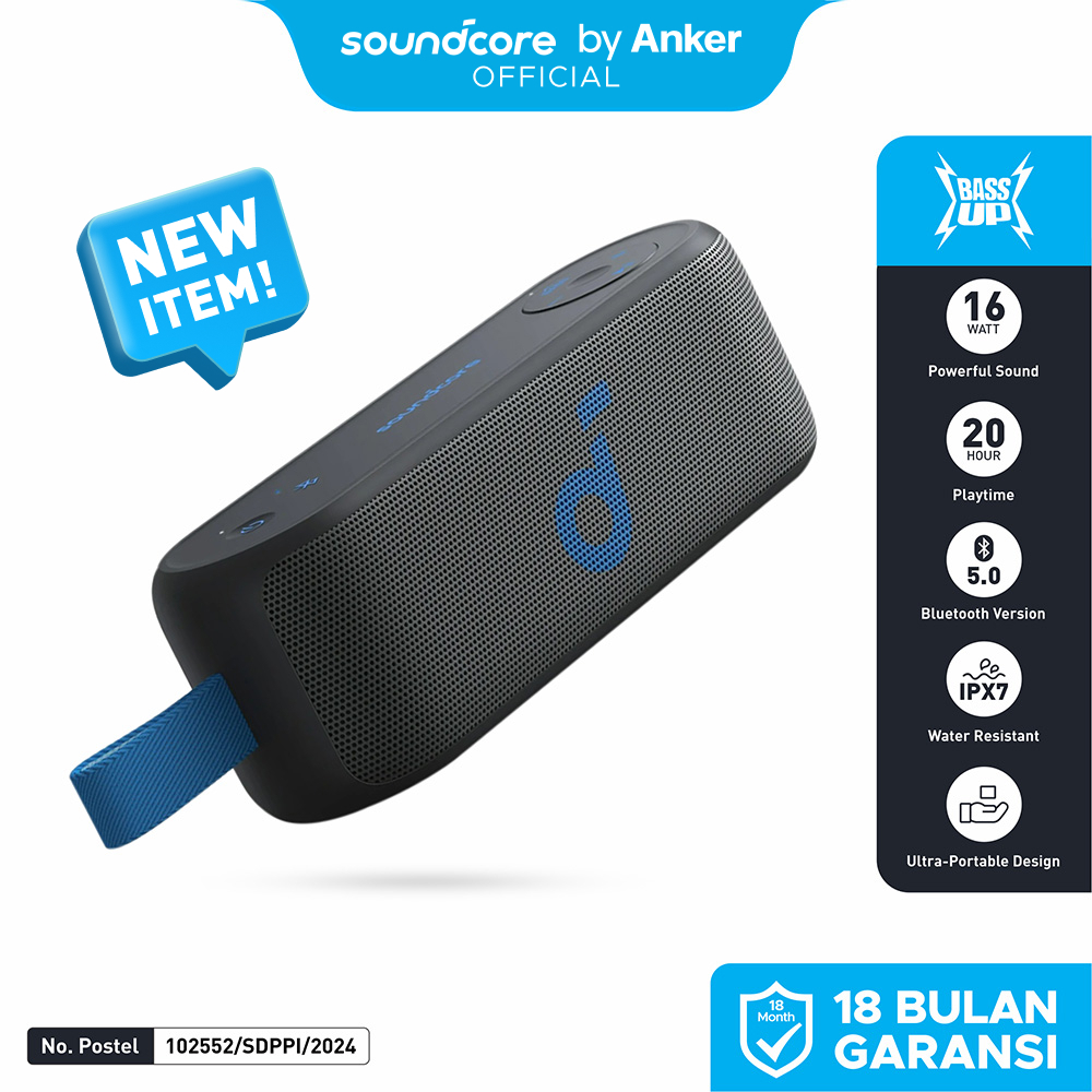 Soundcore by Anker Select 3 Outdoor Speaker, 16W, BassUp Technology, 20H Playtime, IPX7 Waterproof -