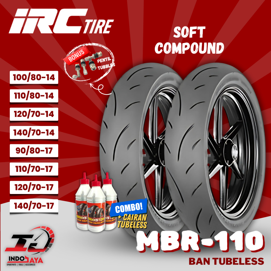 BAN LUAR SOFT COMPOUND TUBELESS IRC MBR 110 (100/80-14 - 110/80-14 - 120/70-14 - 140/70-14 - 90/80-1