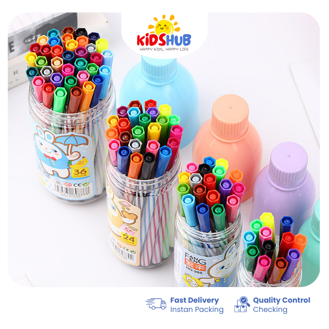 

12 PCS / 24 / 36 PCS Spidol Lukis Anak-Anak / Spidol Mewarnai / Spidol Warna Warni