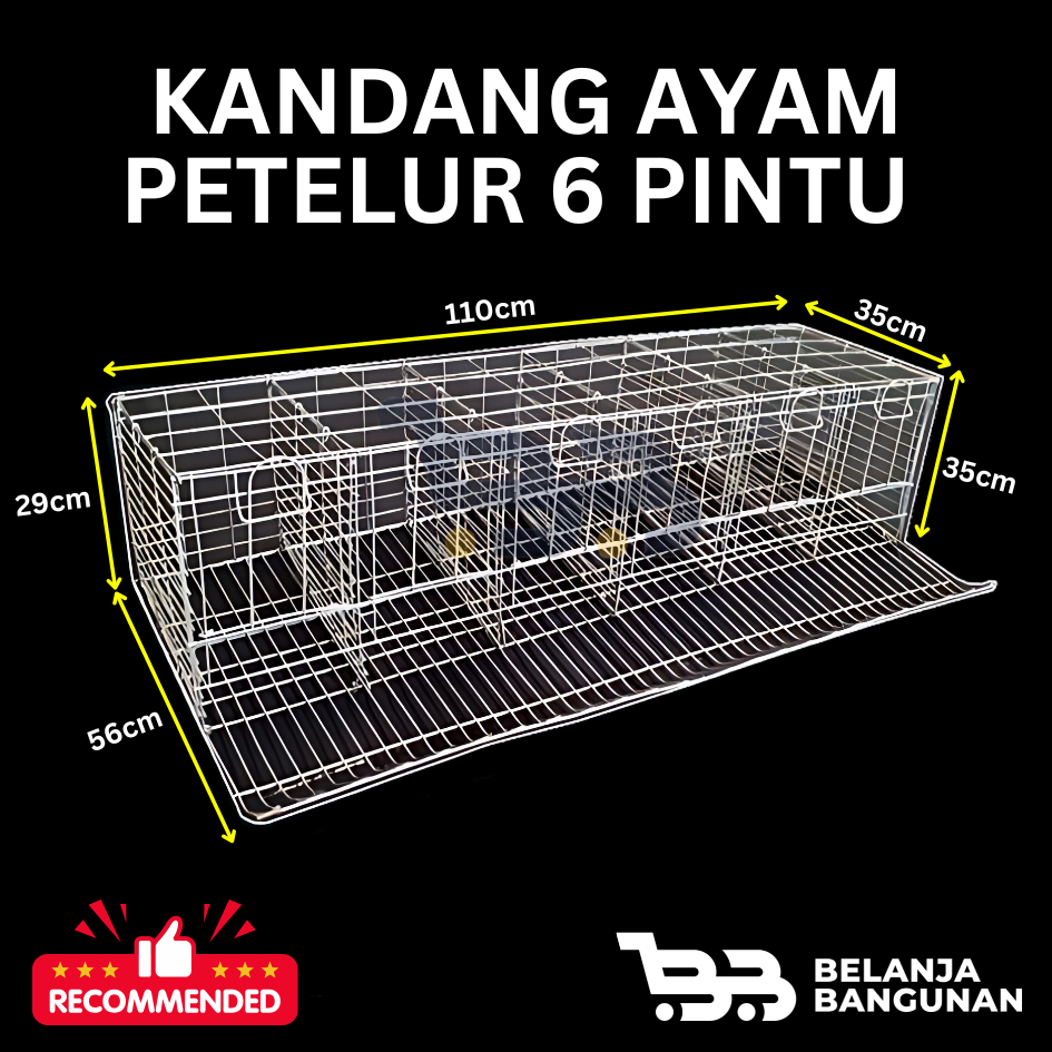 Kandang Ayam Petelur 6 kamar isi 6 ayam Galvanis - Siap Panen Telur Setiap Hari