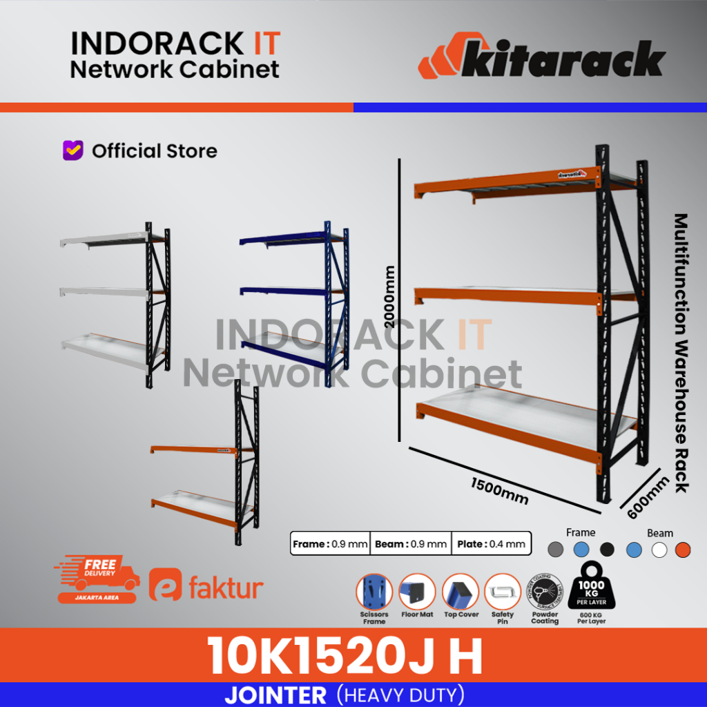 Rak Gudang Serba Guna Rak Besi 10K Rak Multifungsi 2m Jointer P150 H 10K1520JH