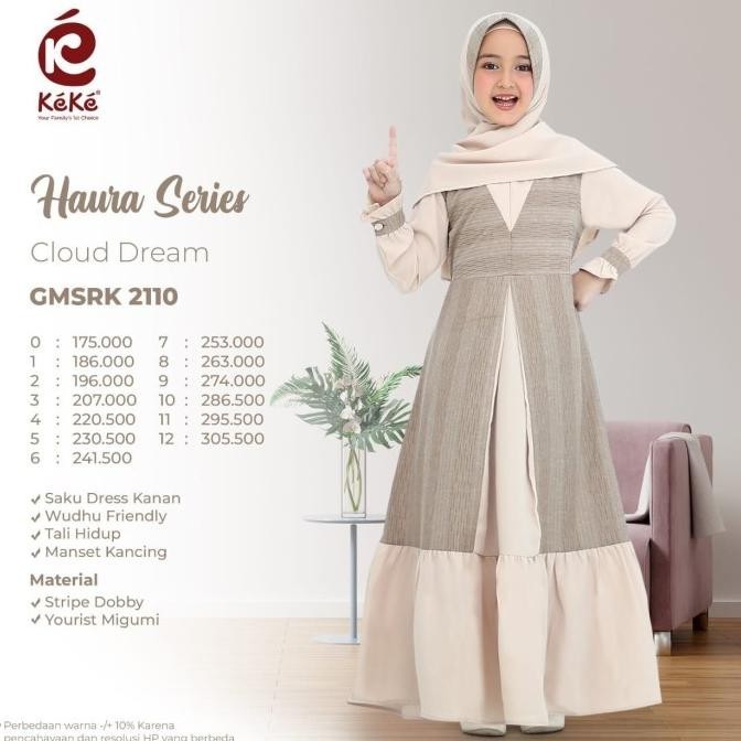 KEKE - Gamis Anak Haura Series 2113 Cloud Dream Gamis Anak Perempuan Muslim Setelan