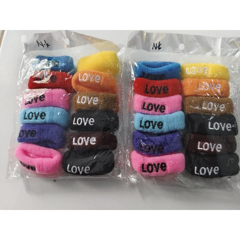 IKAT RAMBUT DONAT 12 PCS BESAR KUNCIR KAIN ELASTIS TALI RAMBUT KUNCIR LOVE DONAT HELLOKITY POLOS BES