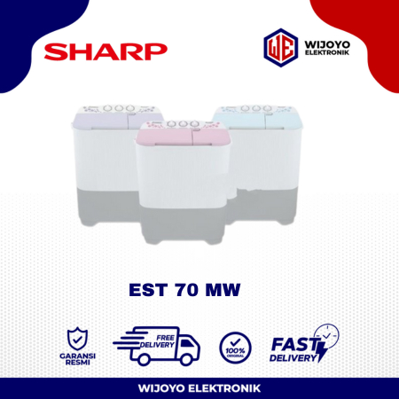 MESIN CUCI SHARP EST 70 MW 7KG 2 TABUNG 70MW 7KG PURE MAGIC LOW