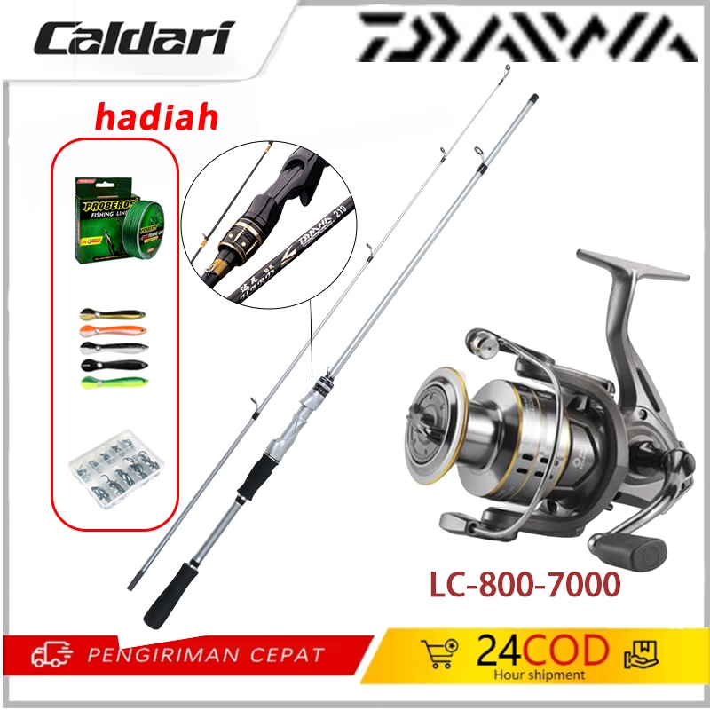 DAIWA Joran Pancing Set Spinning Fishing Rod Carbon Fiber Super Light Portable Telescopic Pole 1.8M-