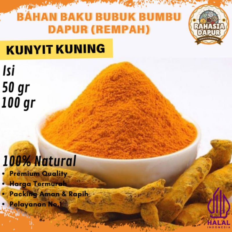 

Bumbu Dapur Bubuk (KUNYIT KUNING BUBUK) Rempah Lengkap Murah Grosir Alami Natural 100% Penyedap Rasa Masakan Halal Premium Quality