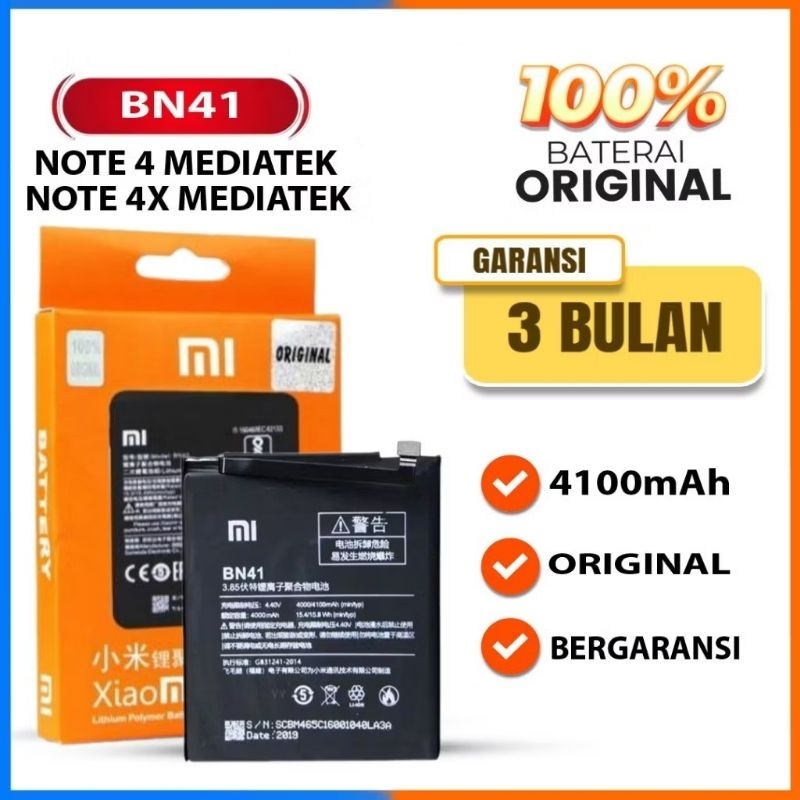 BATERAI BATRE XIAOMI REDMI NOTE 4 MEDIATEK / NOTE 4X MEDIATEK BN 41 BN41