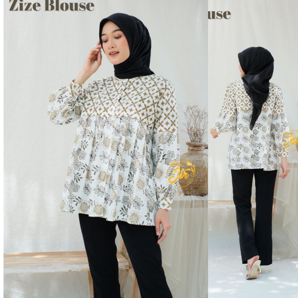 Baju Wanita Blouse Wanita Korean Style Blouse Batik Zizie Kantor Blouse kantor Korean Style terbaru