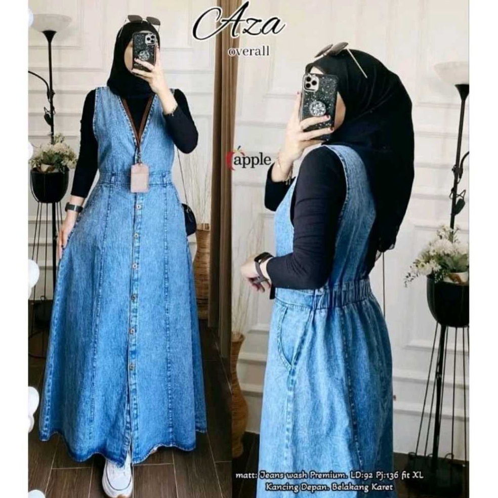 ART V2G5 overall jeans wanita overall dres muslim korea terbaru murah AZA OVERALL JEANS