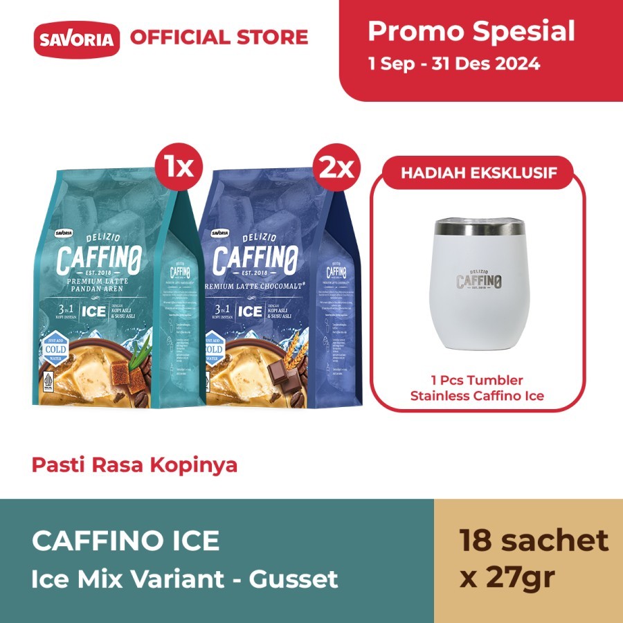 

Caffino Ice Mix Variants Gusset 18 Sachet x 27g + Stainless Tumbler