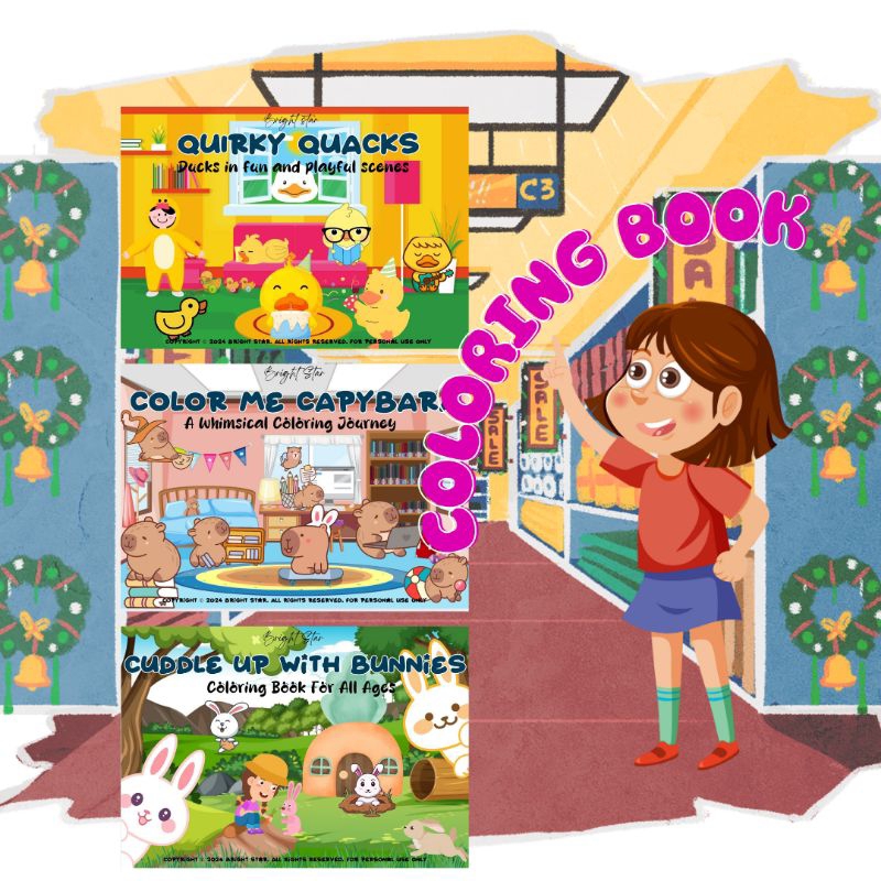 BTKT SPESIAL COLORING BOOK CAPYBARA DUCK BUNNY BUKU MEWARNAI ANAK DAN DEWASA COLORING BOOK COLORING 