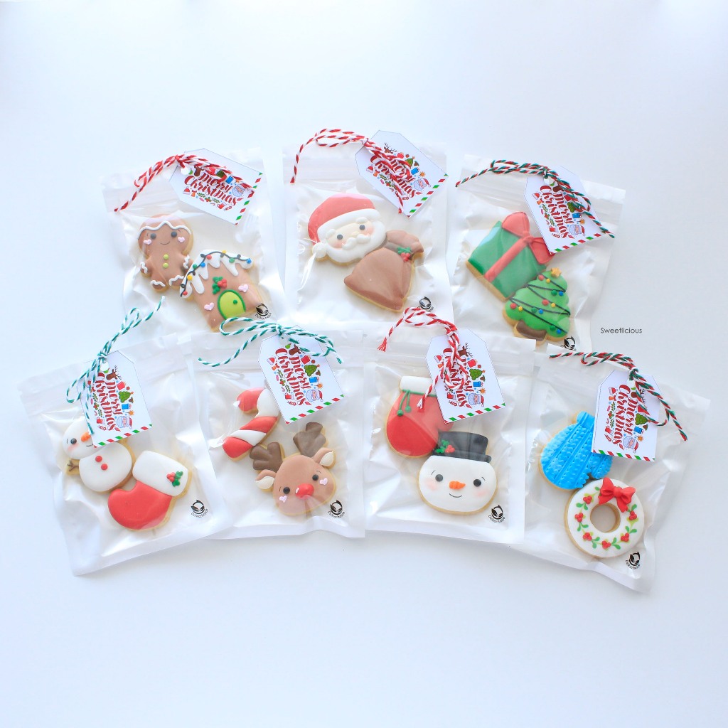 

Christmas Mini Cookies Package Isi 2pcs | Kukis Natal - (Min 5 Pack) Christmas Cookies / Xmas Cookies / Sugar Cookies / Kukis Hias / Decorated Cookies