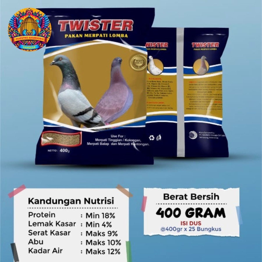 TWISTER MERPATI BALAP VOER PAKAN BURUNG DARA MERPATI BALAP KOLONGAN