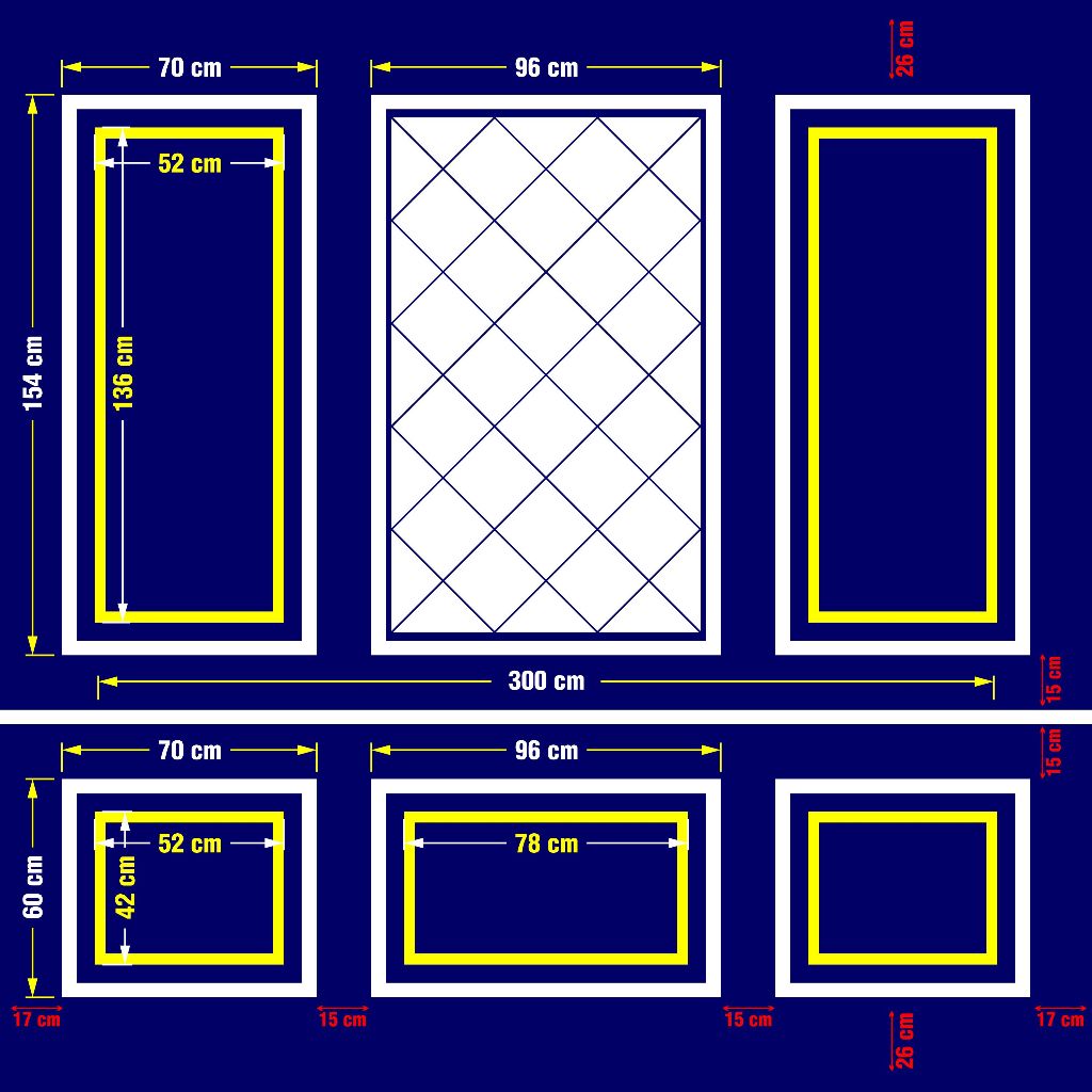 Wall Moulding Dinding Lis Kayu Dekorasi Rumah Satu Paket Double dengan Kaca Ukuran 3m x 3m