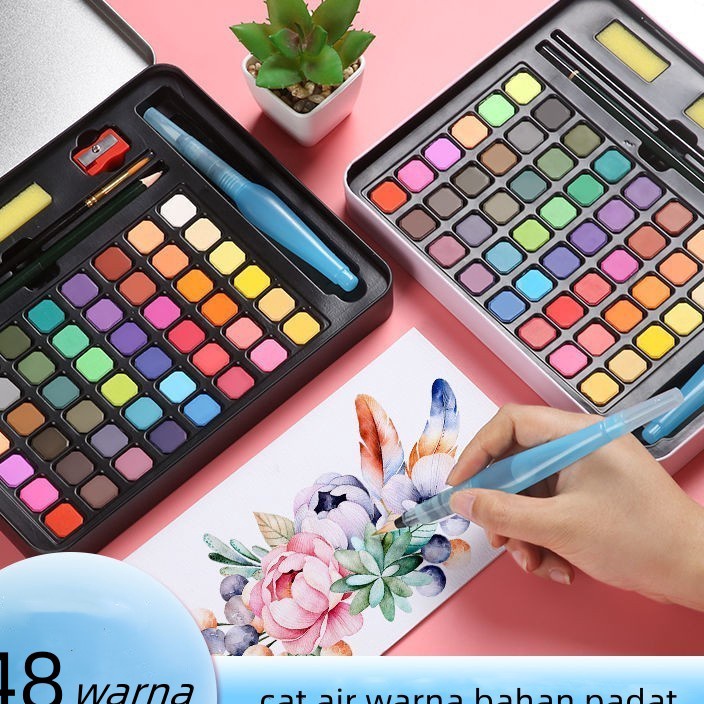 

HARGA BERSAHABAT cat air warna 36 dan 48 warna alat cat air warna per set sudah termasuk kuas dan kertas lukis