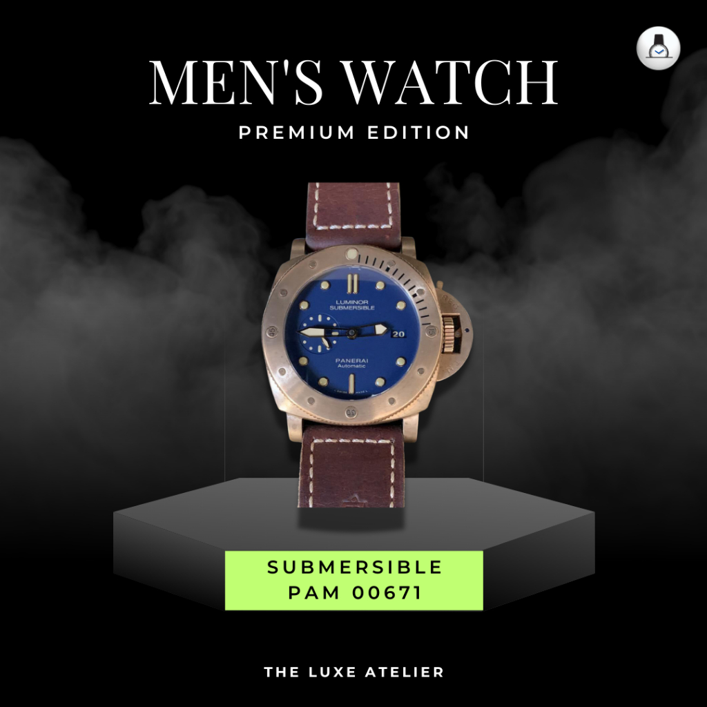 LUXURY MAN WATCH/JAM TANGAN MEWAH PRIA PANERAI LUMINOR SUBMERSIBLE 1950 PAM 00671