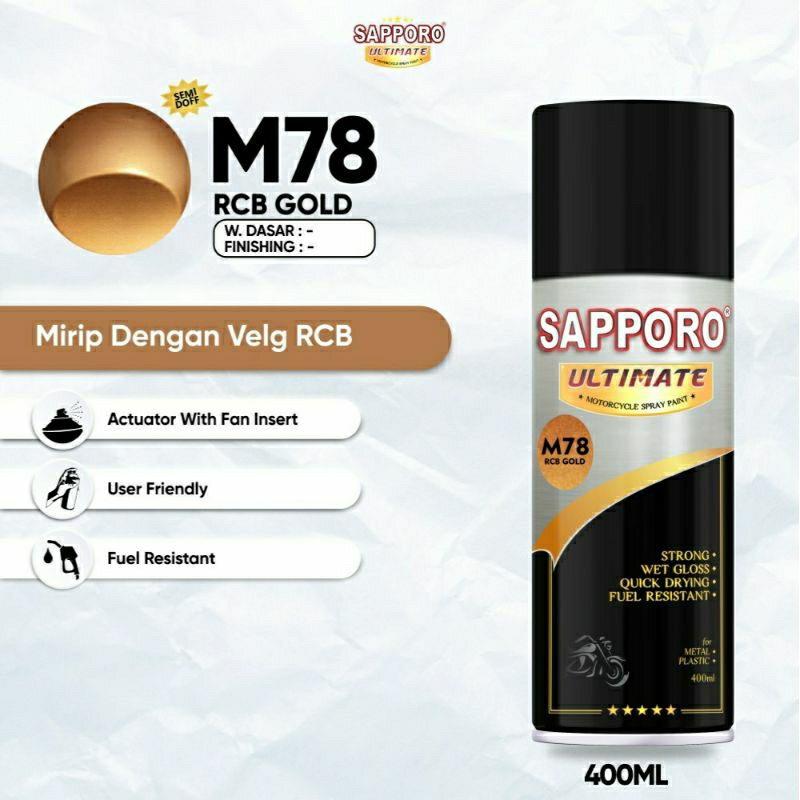 #MAU# Cat Semprot Sapporo Ultimate M78 RCB Gold 400ml Kuning Emas Velg RCB Metallic Cat Spray Duco S