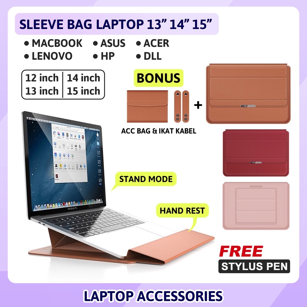 ART B5O8 Tas Sleeve Stand Bag Cover Sarung Casing Laptop 11 12 13 14 15 inch Asus Lenovo HP Acer Del
