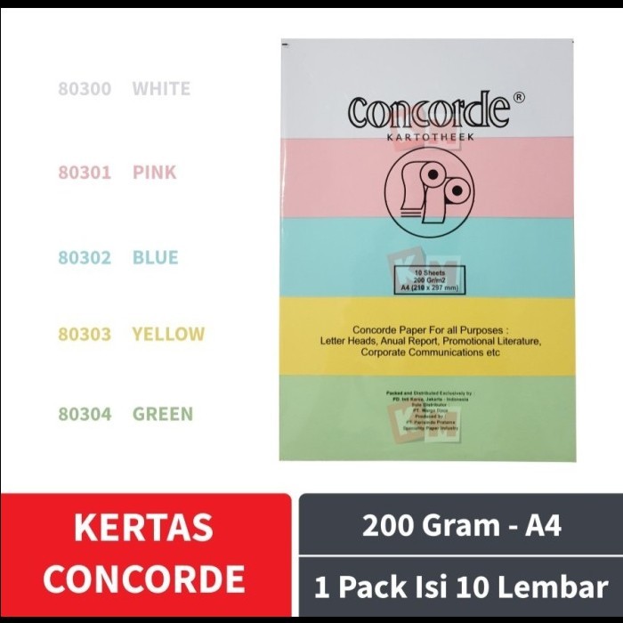 

KERTAS CONCORDE A4 200GR PAPER WARNA KONKORD IJAZAH PIAGAM SERTIFIKAT
