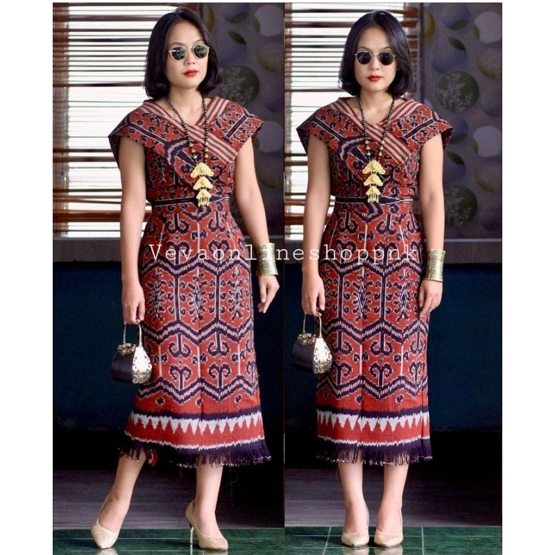 DRESS TENUN ETNIK MODEL BARU - BAJU PESTA - BAJU TENUN KEKINIAN