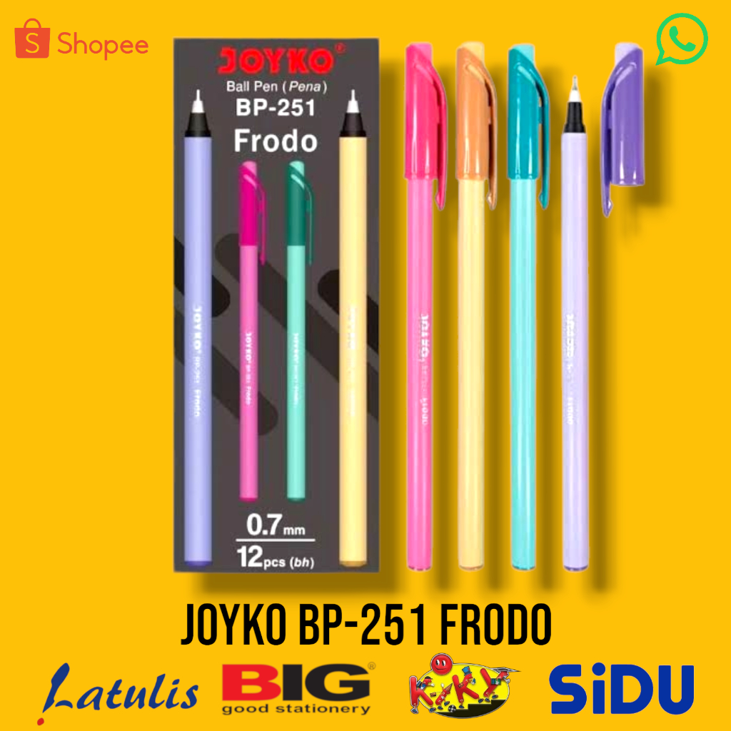 

Pulpen Joyko Bp-251 Frodo Pena Lilin Souvenir 0.7 mm - Pak (12 pcs)