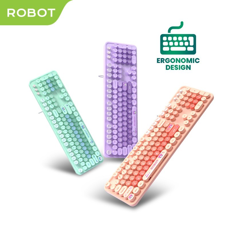 ROBOT Wired Keyboard RK30 Pastel Color Berkabel Portable Office Keyboard Laptop