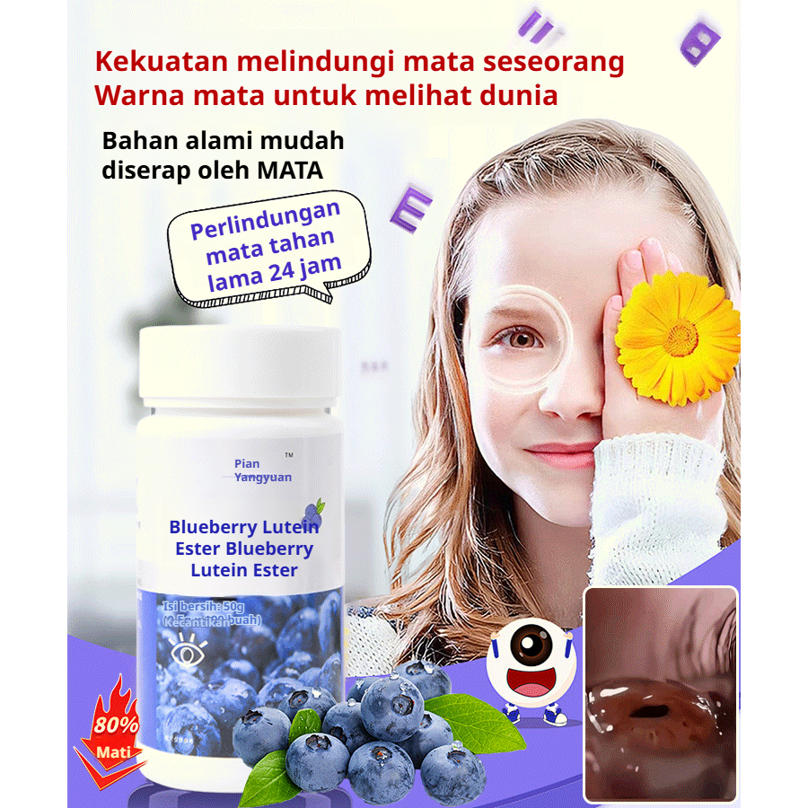 

⭐【Beli 2 gratis 1】Tablet Kunyah Lutein ❤️Tablet Perawatan Mata Rasa Blueberry❤️ Permen Tablet Ester Lutein dan Blueberry❤️Lutein chewable tablets ❤️Blueberry-flavored eye care tablets❤️ Blueberry lutein ester tablet candy