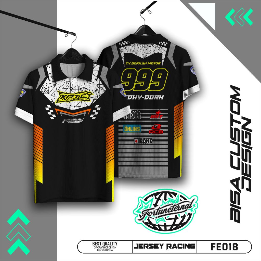 FE018 Jersey Trail Custom Lengan Pendek Kaos Racing Full Print Unisex