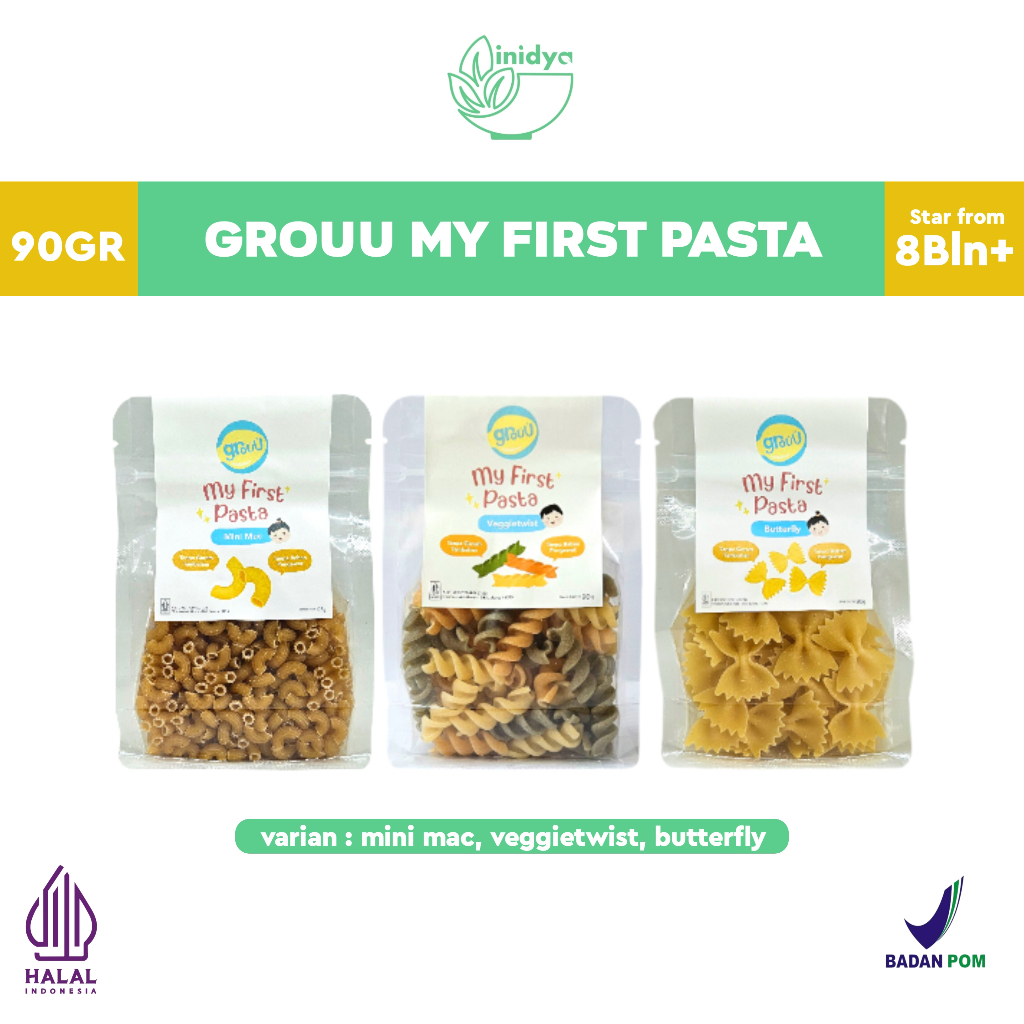 

Grouu My First Pasta 90gr - Pasta Mpasi Bayi | Pasta Organic Gluteen Free | Booster Mpasi