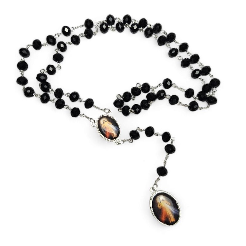 Rosario Kristal Cheko Hitam Kerahiman Ilahi 8mm