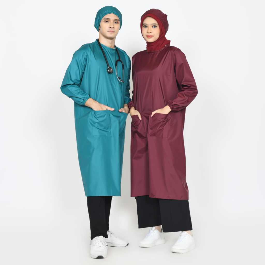 gown medis apd water proof, bahan parasut premium