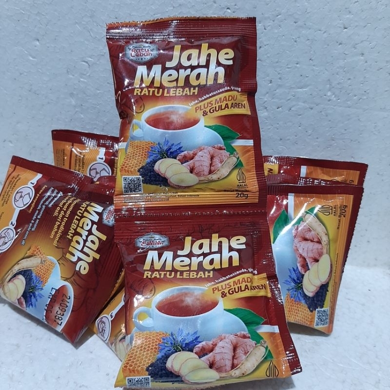 

Jahe merah serbuk ratu lebah plus madu gula aren