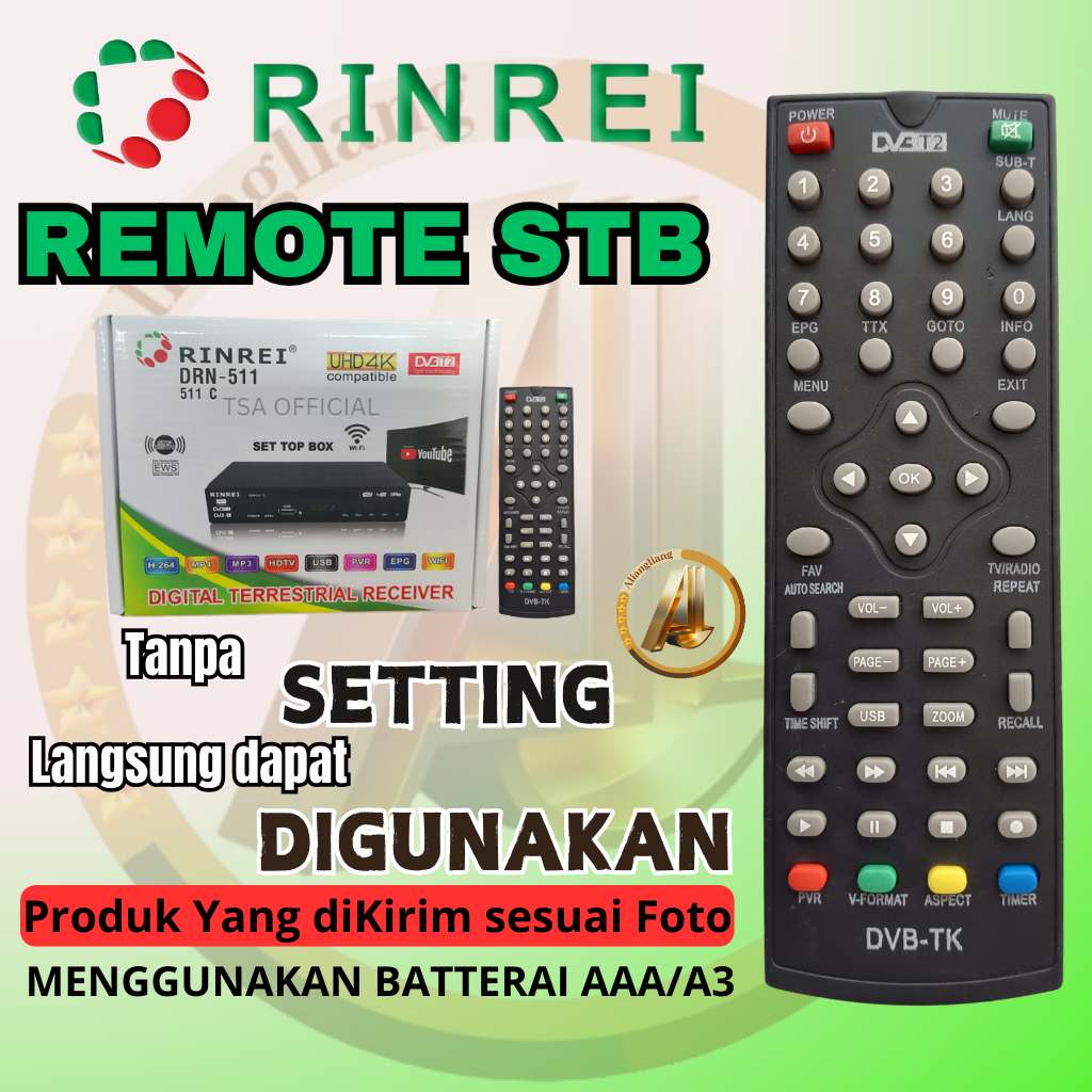 Remot Remote Set Top Box RINREI DVB T2 DRN-511W STB RINREI