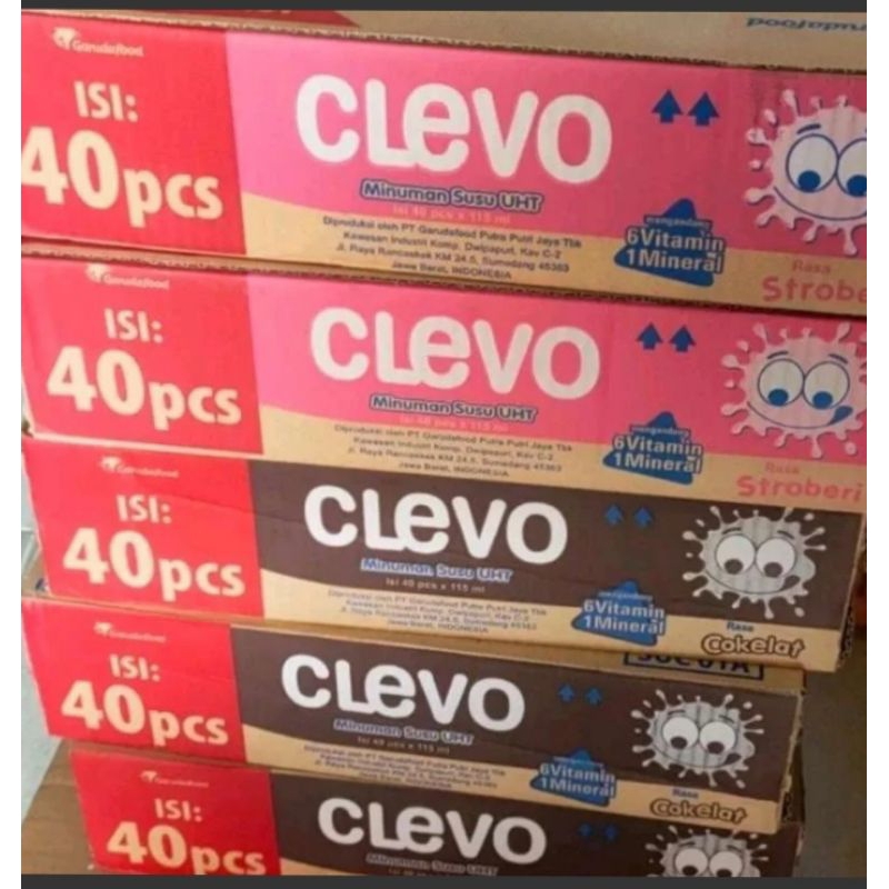 

Clevo Susu UHT 115ml Cokelat Stroberi 1 dus isi 40 Pcs