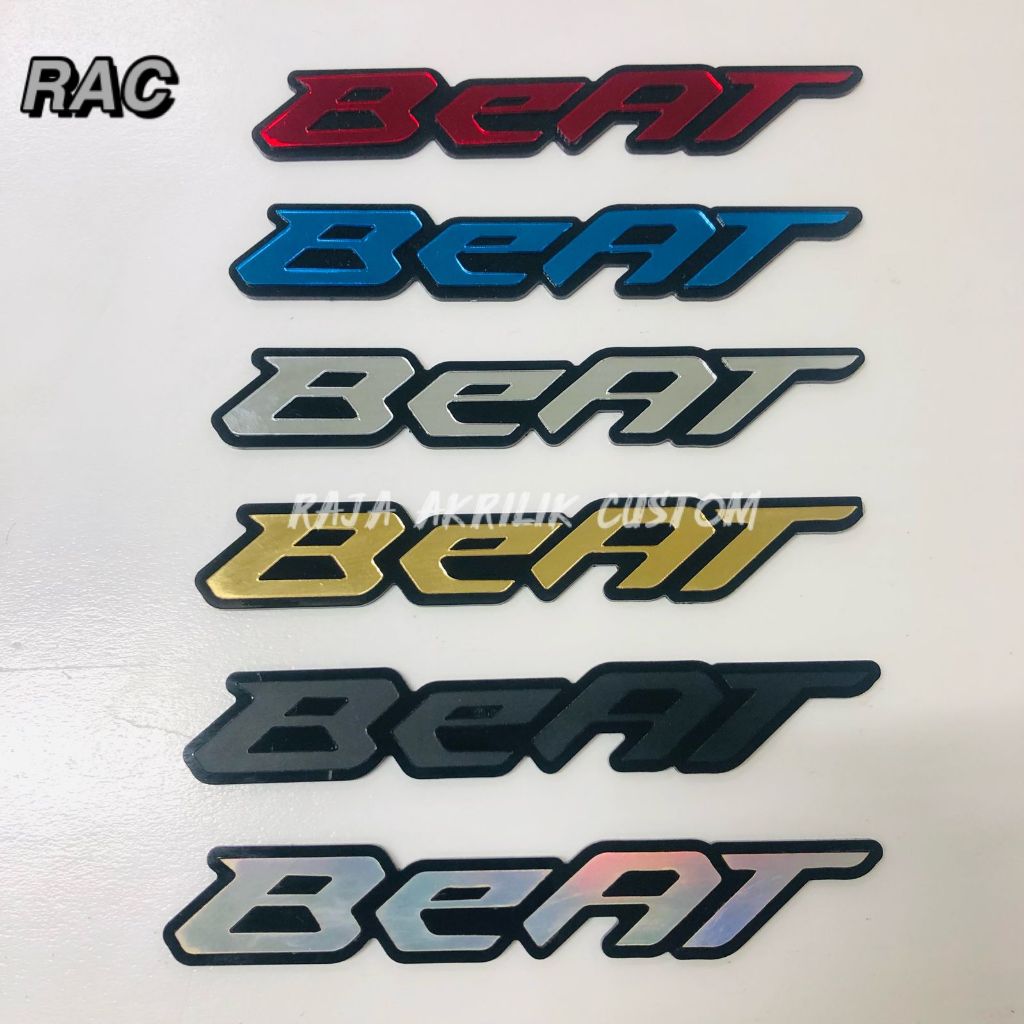 RAC  Emblem Beat Logo Timbul Mirror Anti Karat 3D Aksesoris Motor GTR LOGO MOTOR