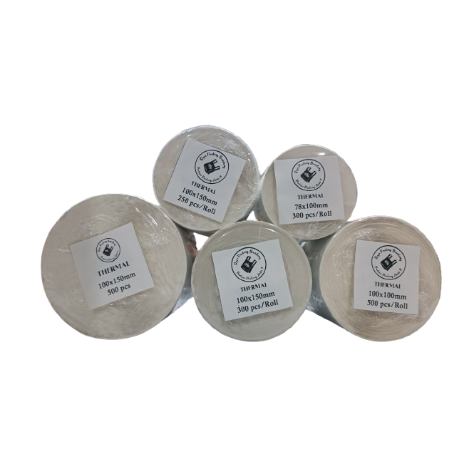 

Kertas Thermal 100x150 mm isi 250-500 lembar per Roll Label Thermal Kertas Printer Thermal Stiker