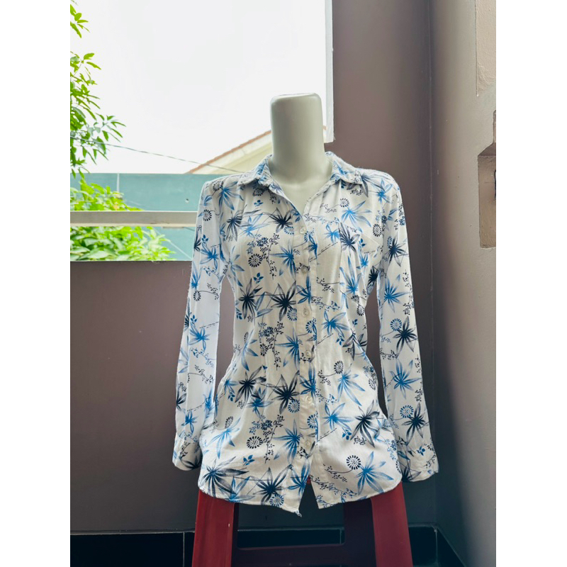 kemeja motif bunga lengan panjang wanita kemeja putih motif bunga wanita kemeja kerja wanita kemeja 