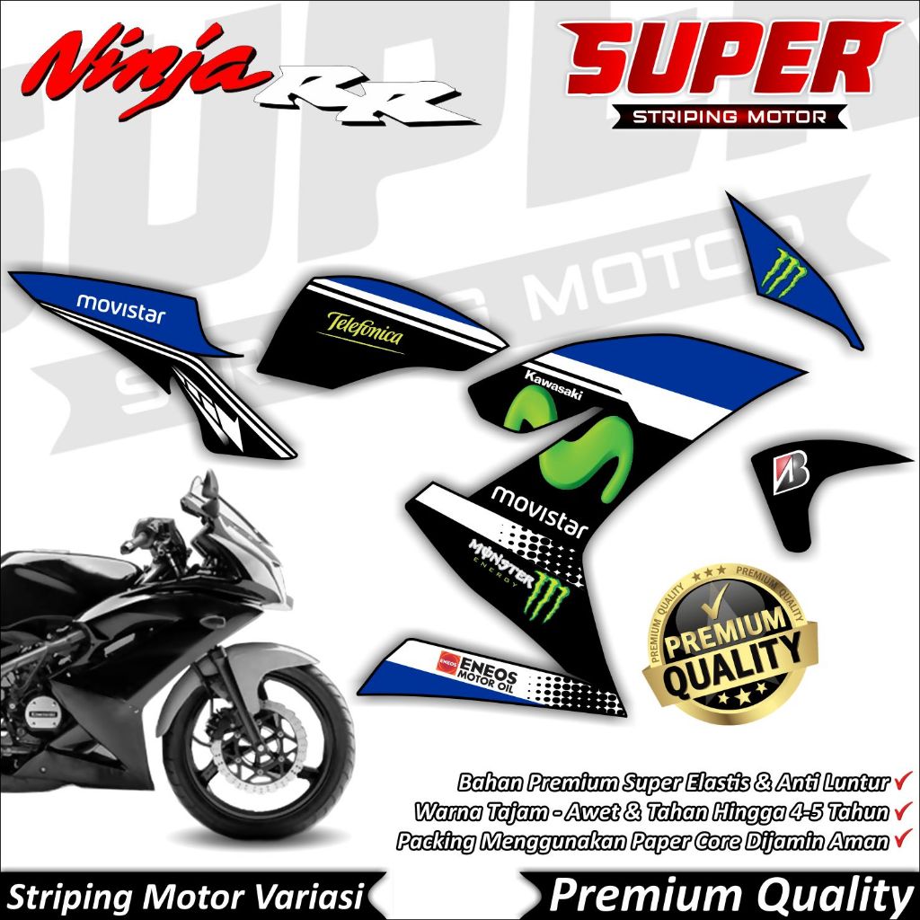 Stiker Ninja RR 150 New Anti Luntur keren Striping Ninja 150 RR Striping Kawasaki Ninja 150 RR Movis