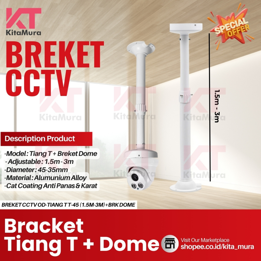 BRACKET CCTV Adjustable Bracket Tiang CCTV Outdoor, Panjang Bracket Tiang 1,5M - 3M