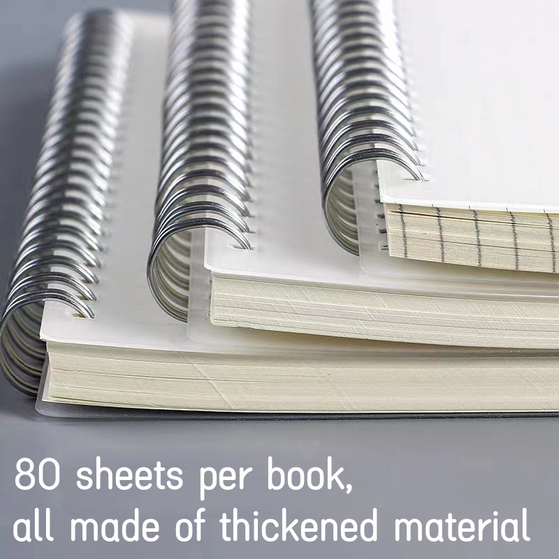 

A6 A5 B5 A4 Notebook Spiral 80 Lembar Garis/Kotak/Sketch, Cover Transparan