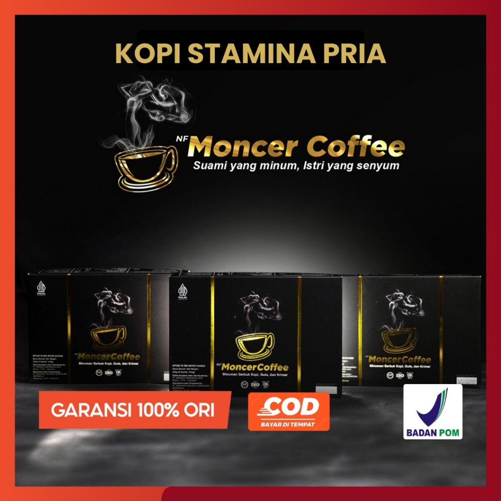 

Monceer Coffee Original Kopi Stamina Pria Tahan Lama | Mocer Coffee 1 Box Isi 8 Sachet Herbal BPOM