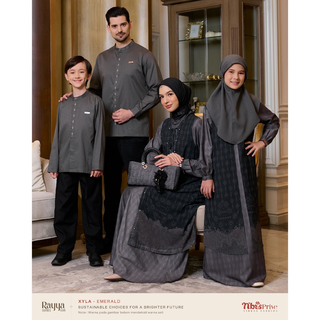 BUSANA MUSLIM TERBARU SARIMBIT NIBRAS 2025 FAMILY SET XYLA EMERAD ORI