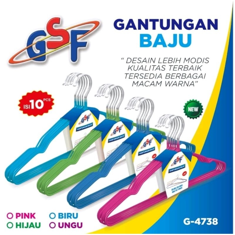 HANGER GANTUNGAN BAJU GSF G-4738 kastok kawat gsf kastok besi gsf gantungan baju gsf hanger baju gsf