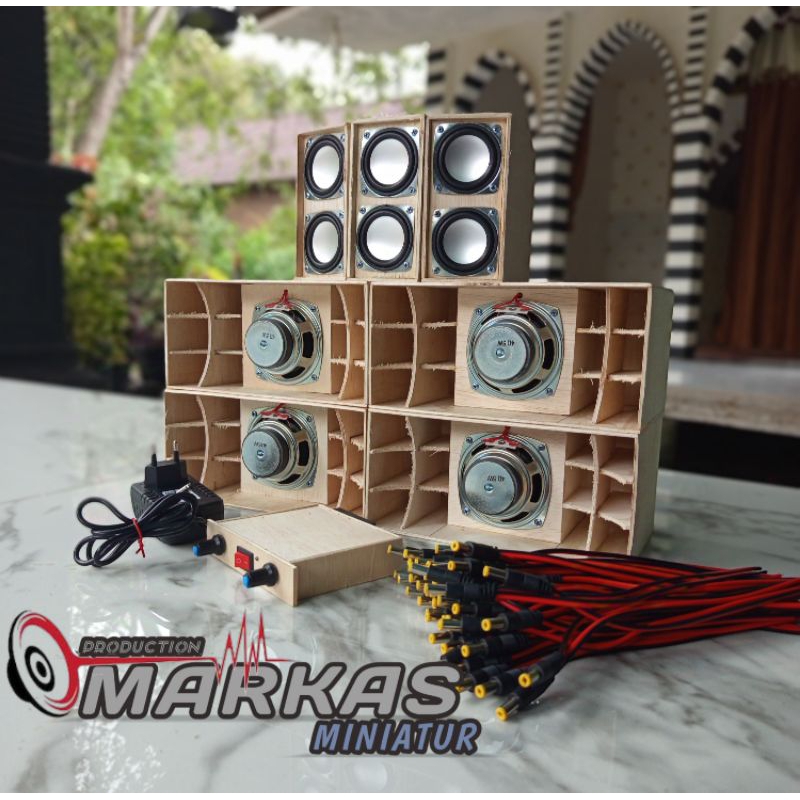 paket lengkap sound miniatur full set Box N Mex 3inch 4 subwoofer 3 micdle