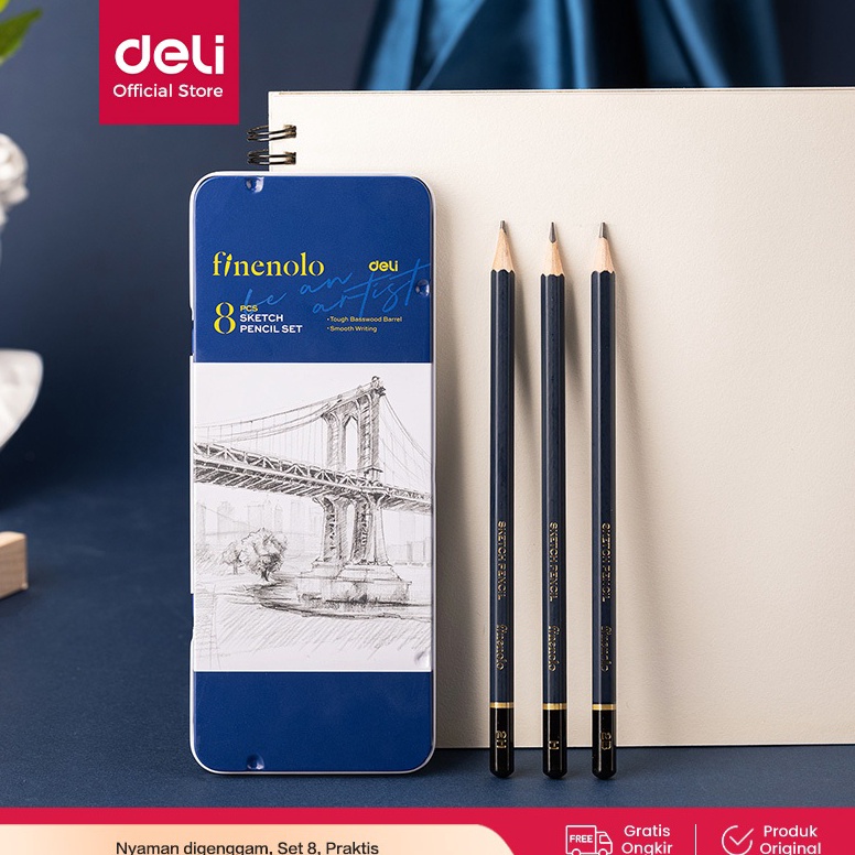 

KODE M92K Deli Sketch Pencil Set Pensil Sketsa Pensil Gambar isi 8 Tempat Pensil Metal EC26