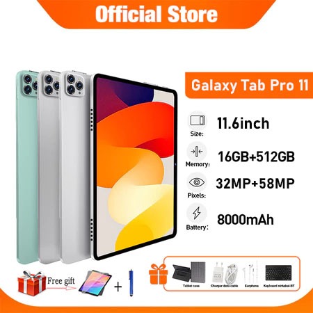 [Bisa  COD]  Tablet baru 11.6inch【16GB+512GB】Galaxy Tab Pro11 untuk pembelajaran dan hiburan kantor 