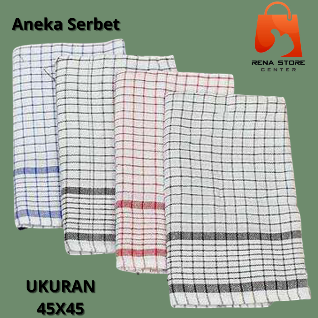 Aneka Serbet Lap Piring Serbaguna Putih UK 45 X 45 1Lusin Lap Piring Murah Berkualitas