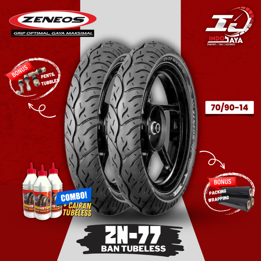 [READY COD] BAN LUAR TUBELESS ZENEOS ZN77 (70/90-14) RING 14 / RING 17 BAN MATIC DEPAN BELAKANG / ZN