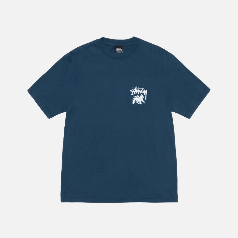 Stussy T-Shirt Oversize Rasta Lion Tee Pigment Dyed Navy